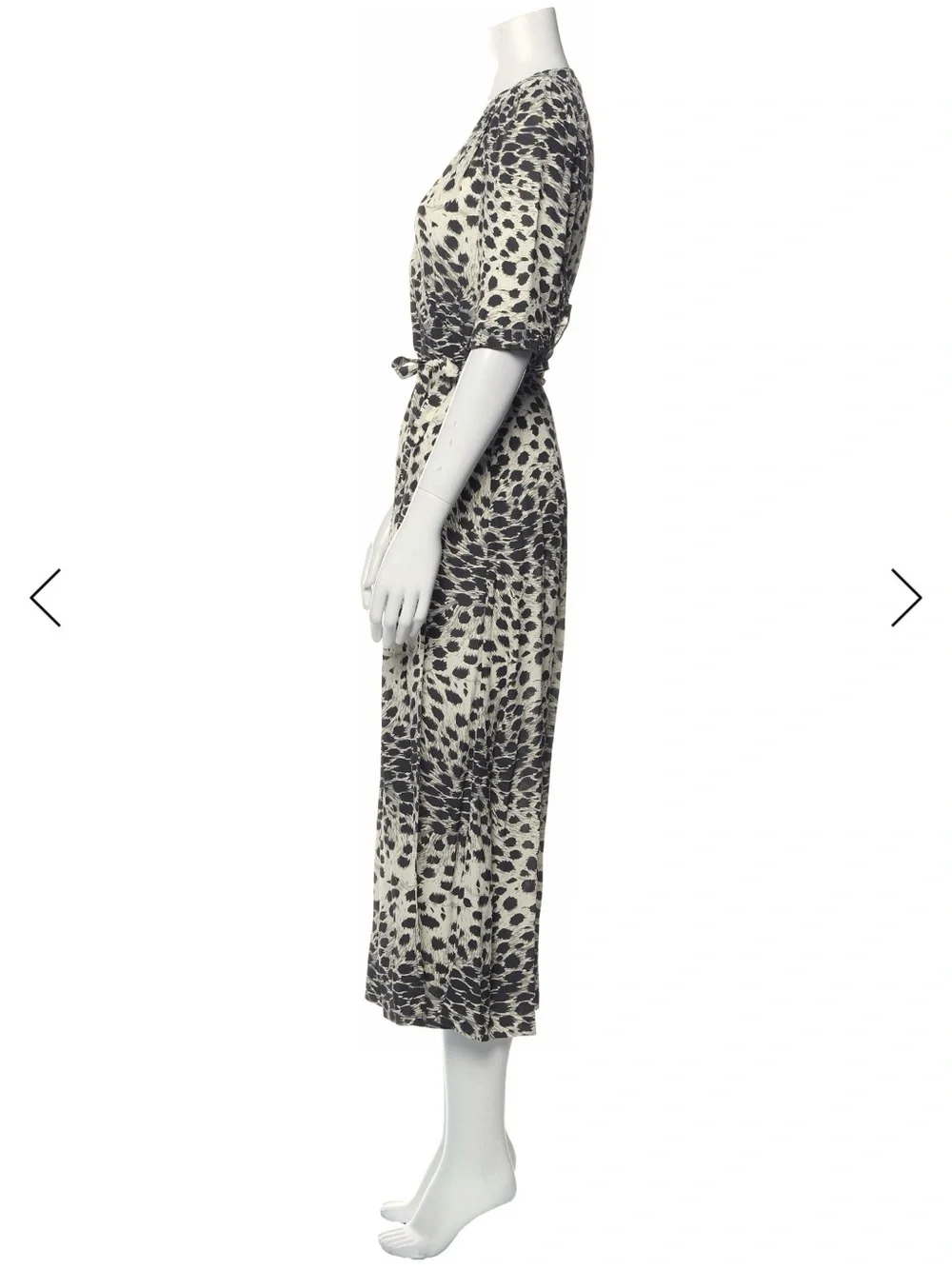 Sea New York Black and Cream Print Midi Wrap Dress